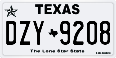 TX license plate DZY9208