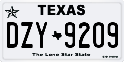 TX license plate DZY9209