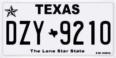 TX license plate DZY9210