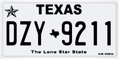 TX license plate DZY9211