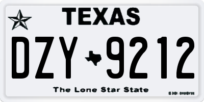 TX license plate DZY9212