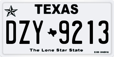 TX license plate DZY9213