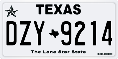 TX license plate DZY9214