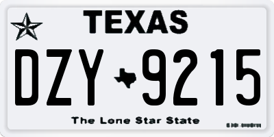 TX license plate DZY9215