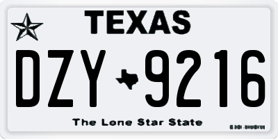 TX license plate DZY9216