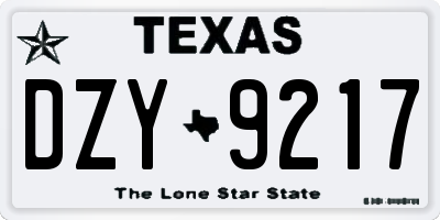 TX license plate DZY9217