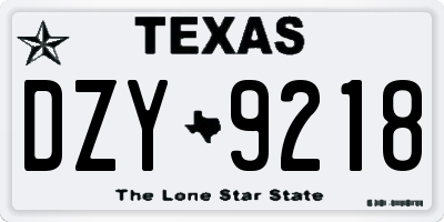 TX license plate DZY9218