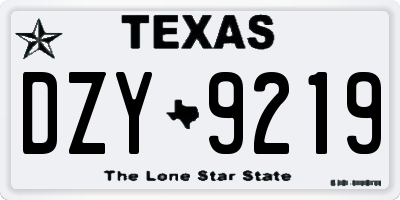 TX license plate DZY9219