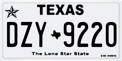 TX license plate DZY9220