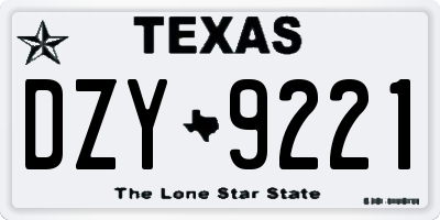 TX license plate DZY9221