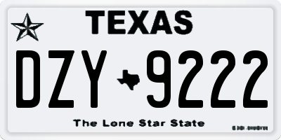 TX license plate DZY9222