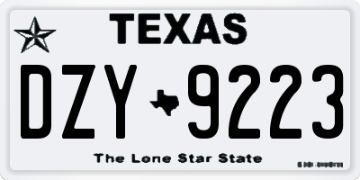 TX license plate DZY9223