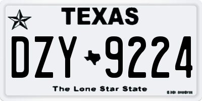 TX license plate DZY9224