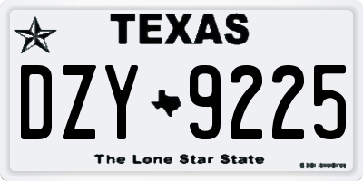 TX license plate DZY9225