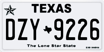 TX license plate DZY9226