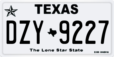 TX license plate DZY9227