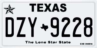 TX license plate DZY9228