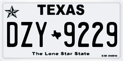 TX license plate DZY9229