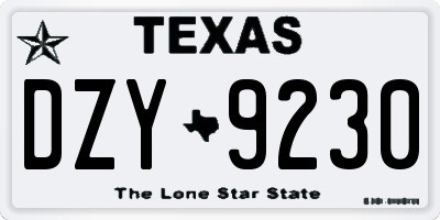 TX license plate DZY9230