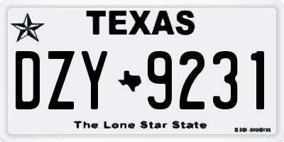 TX license plate DZY9231