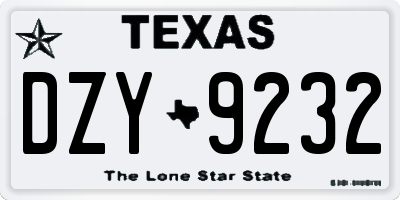 TX license plate DZY9232