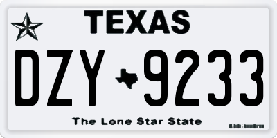 TX license plate DZY9233