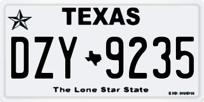 TX license plate DZY9235