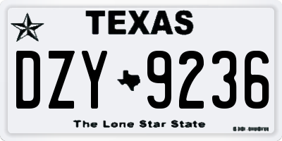 TX license plate DZY9236