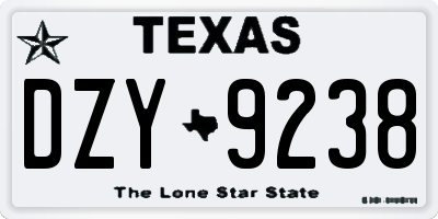 TX license plate DZY9238