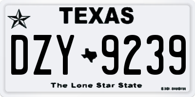 TX license plate DZY9239