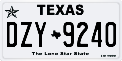 TX license plate DZY9240