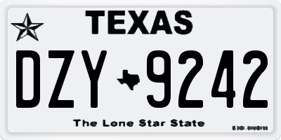 TX license plate DZY9242