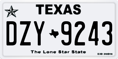 TX license plate DZY9243