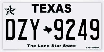 TX license plate DZY9249