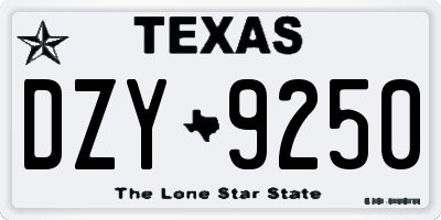 TX license plate DZY9250