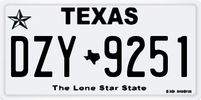 TX license plate DZY9251