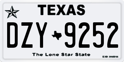 TX license plate DZY9252