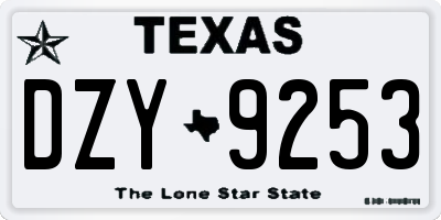 TX license plate DZY9253