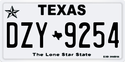 TX license plate DZY9254