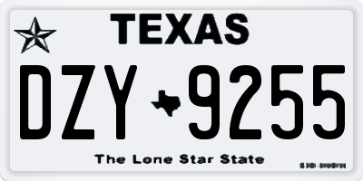 TX license plate DZY9255