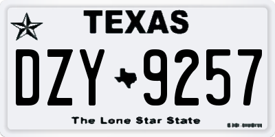 TX license plate DZY9257