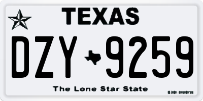 TX license plate DZY9259