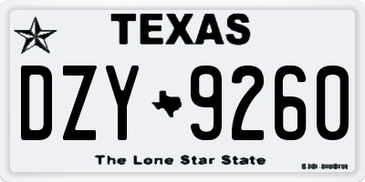 TX license plate DZY9260