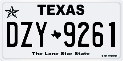 TX license plate DZY9261