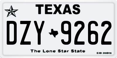 TX license plate DZY9262