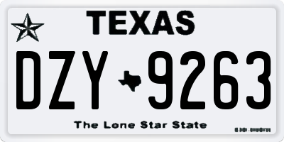 TX license plate DZY9263