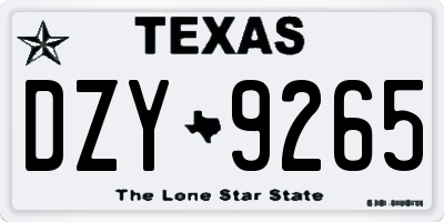 TX license plate DZY9265