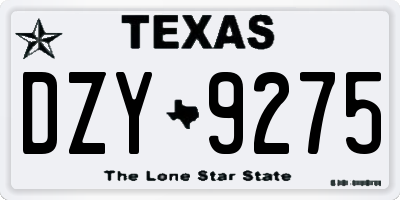 TX license plate DZY9275