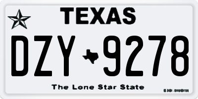 TX license plate DZY9278