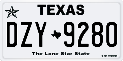 TX license plate DZY9280